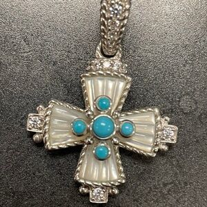 Judith Ripka Sterling Silver Maltese Cross Pendant Enhancer